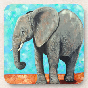 Porta-copo Pintura de Elefante Bebê Grande 