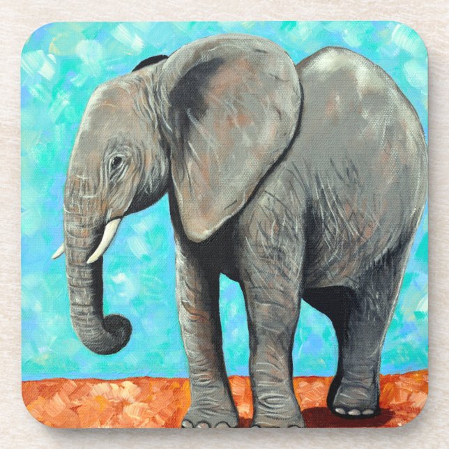 Porta-copo Pintura de Elefante Bebê Grande  (Frente)