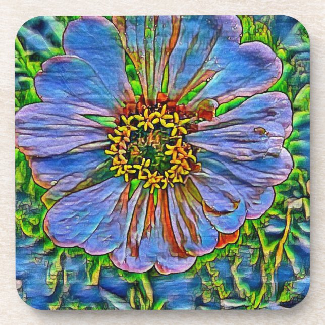 Porta-copo Pintura de flores roxas (Frente)