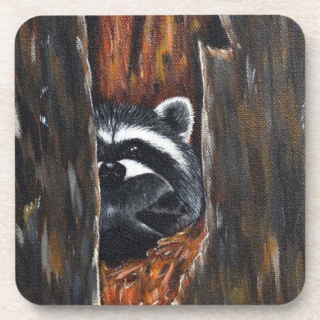 Porta-copo Pintura de Mãe e Bebê Guaxinim (Frente)