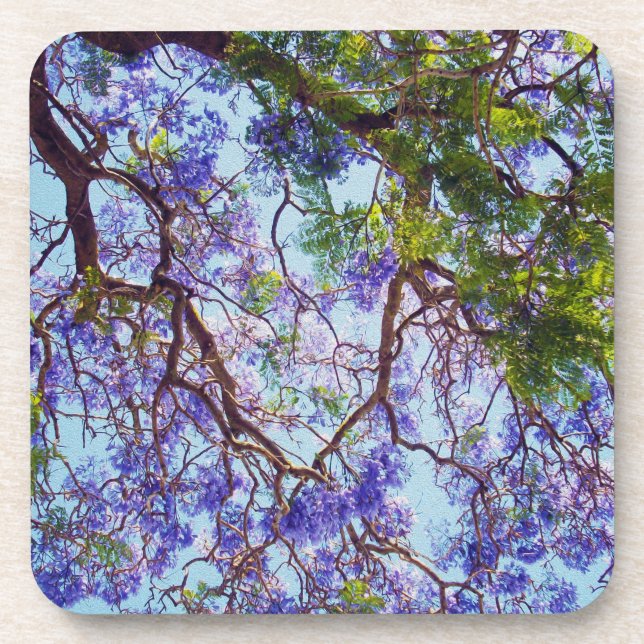 Porta-copo Pintura De Óleo De Árvore Roxo Jacaranda, (Frente)