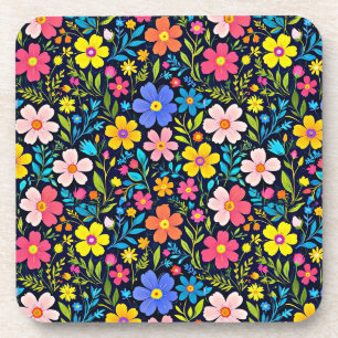 Porta-copo Pintura Digital Floral Padrão de Flores