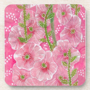 Porta-copo Pintura Hollyhock Mallow Malva Flower Floral