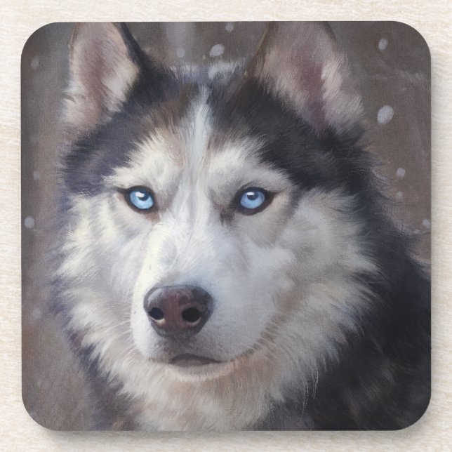 Porta-copo Pintura Siberian Husky (Frente)