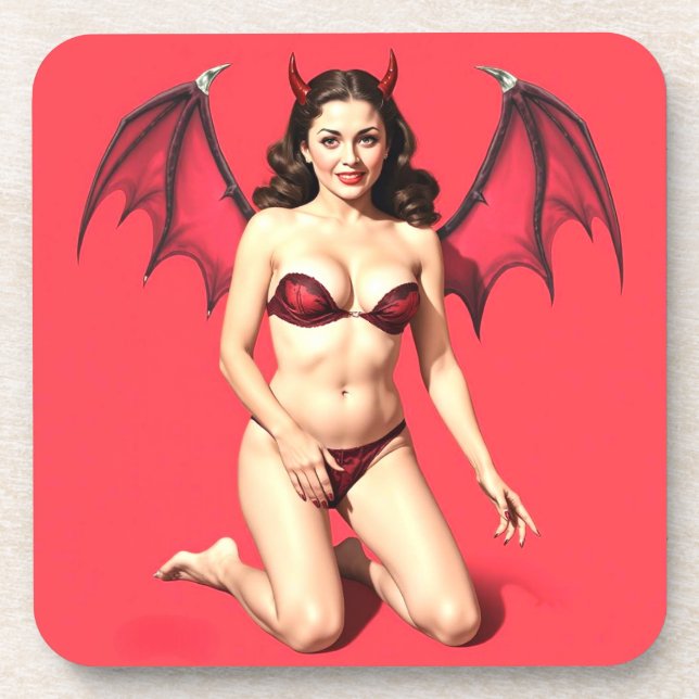 PORTA-COPO PINUP BRUNETTE DEVIL (Frente)