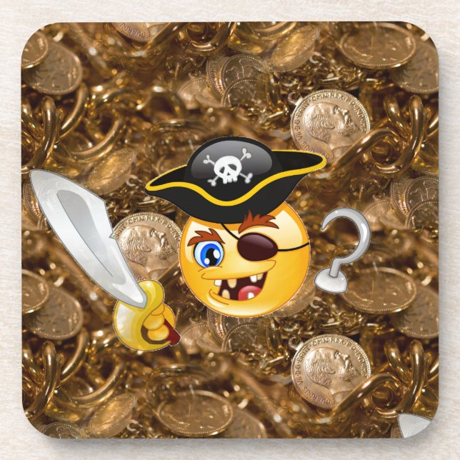 Porta-copo pirata do tesouro emoji (Frente)
