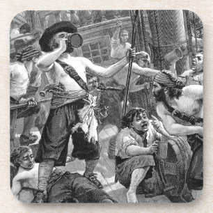 Porta-copo Piratas Antigos Lutando e Bebendo no Navio