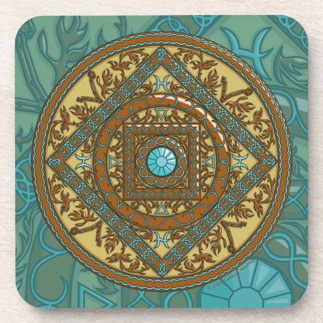 Porta-copo Pisces Mandala Square Coaster (Frente)