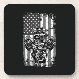 Porta-copo Pistão de Carro Musculoso Antigo Bandeira American
