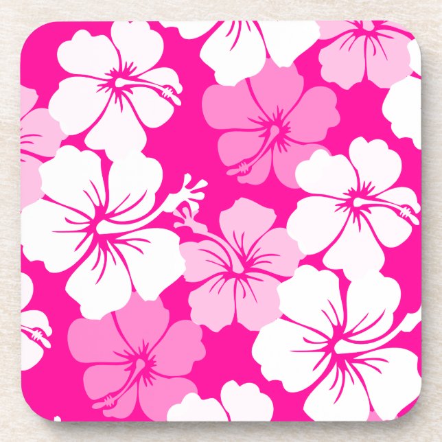 Porta-copo PixDezines hibisco branco/fundo de diy (Frente)