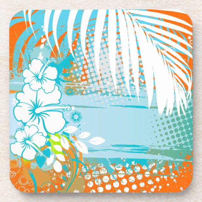 Porta-copo PixDezines hibisco/cor de fundo DIY (Frente)