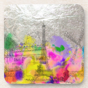 Porta-copo PixDezines paris corrida de cores/folha falsa