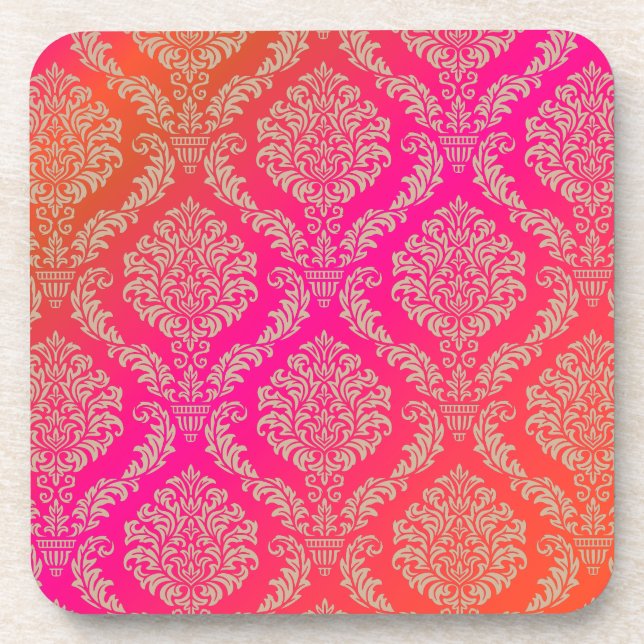 Porta-copo PixDezines Rosette Damask/cor de fundo DIY (Frente)