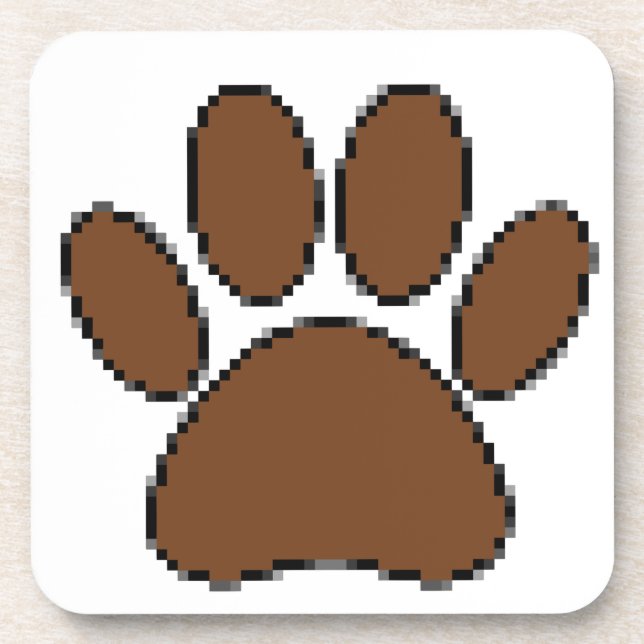Porta-copo Pixel Dog Paw Print (Frente)