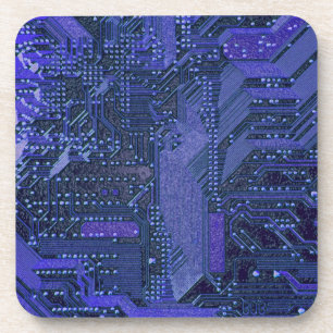 Porta-copo Placa de Circuito Cibernético Azul Arte Eletrônica