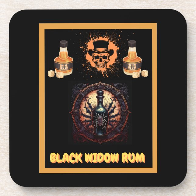 Porta-copo Placa de Metal para Publicidade de Rum Viúva Negra (Frente)