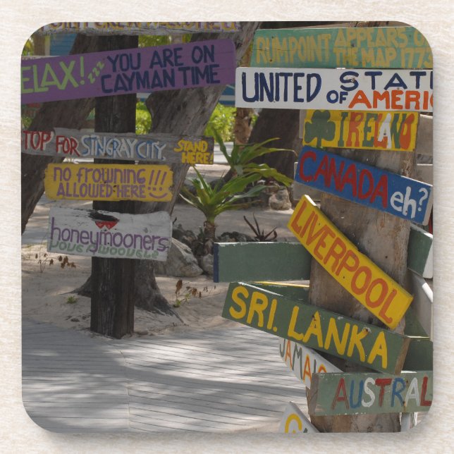 Porta-copo Placa de Sinalização Rum Point Grand Cayman (Frente)