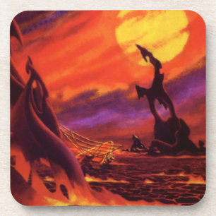 Porta-copo Planeta Vulcão de Ficção Científica Vintage com La