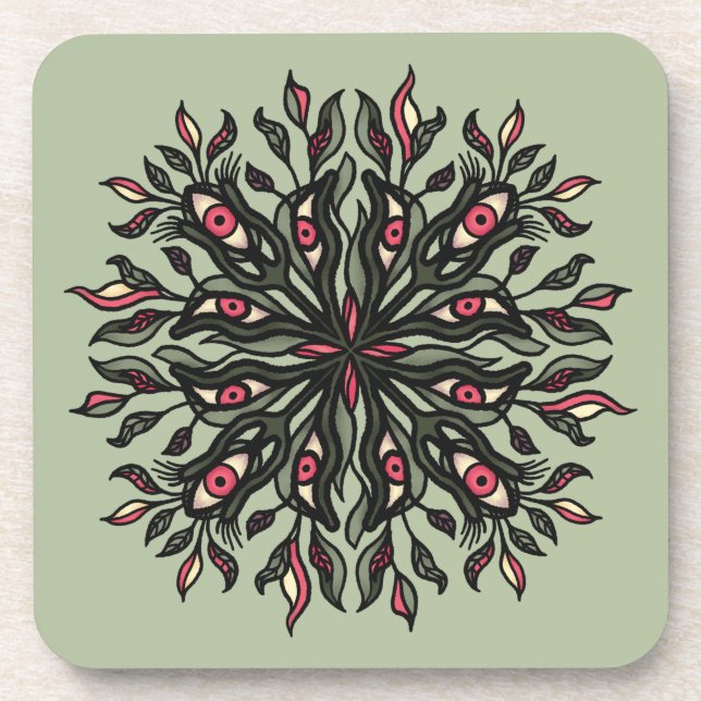 Porta-copo Plantas Trippy e Olhos - Botânica Psicodélica (Frente)