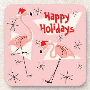 Porta-copo Plástico de Feriados Felizes de Flamingo Santas