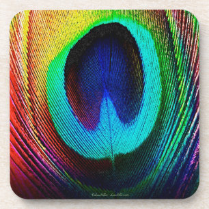 Porta-copo Pluma de Pavão Vibrante
