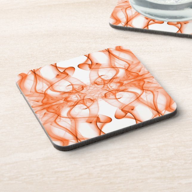 Porta-copo Plumas de Fumaça Laranja sobre branco (Left Side)