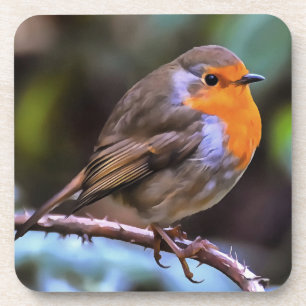 Porta-copo Plump Robin Perch Em Uma Arte De Vida Selvagem De