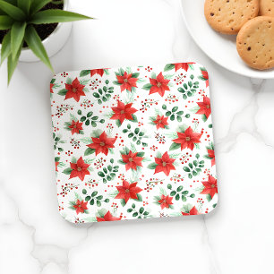 Porta-copo Poinsettia Botânica Minimalista da Aquarela