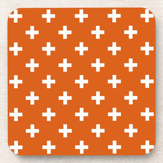 Porta-copo Polka branca cruza a laranja queimada (Frente)
