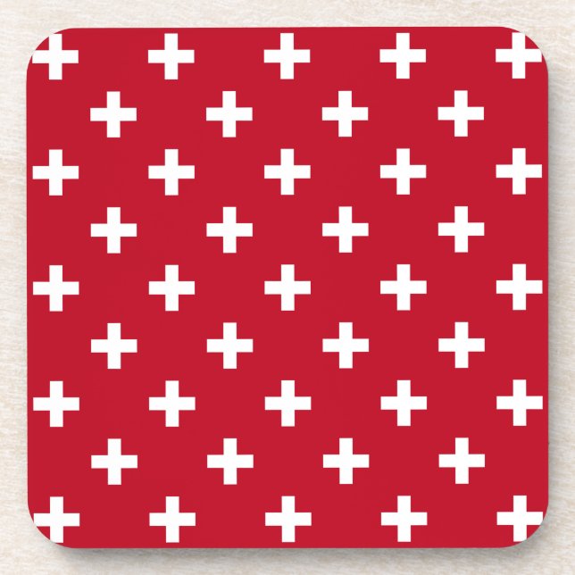 Porta-copo Polka branca cruza em vermelho (Frente)