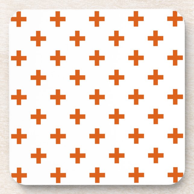 Porta-copo Polka laranja cruza em branco (Frente)