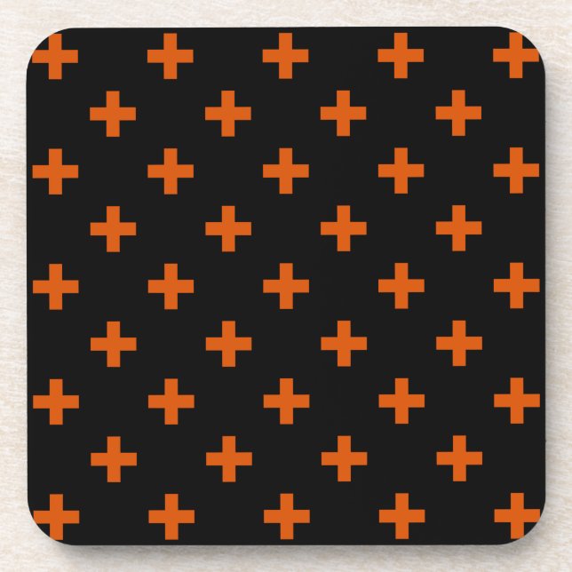 Porta-copo Polka laranja cruza preto (Frente)