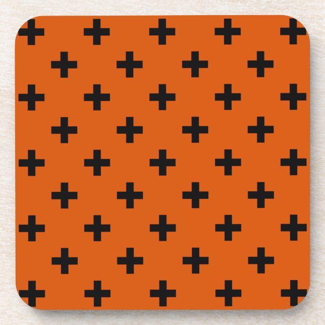 Porta-copo Polka negra cruza a laranja (Frente)