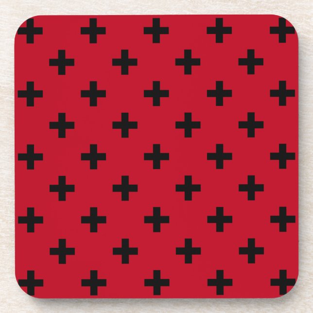 Porta-copo Polka preto cruza em vermelho (Frente)