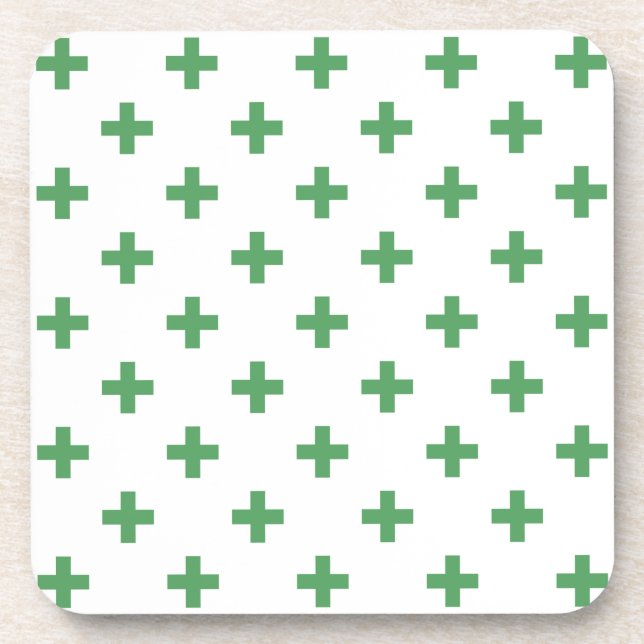 Porta-copo Polka verde cruza em branco (Frente)