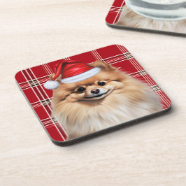 Porta-copo Pomerânia com tema de Inverno Plaid de Natal