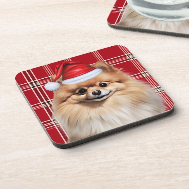 Porta-copo Pomerânia com tema de Inverno Plaid de Natal (Left Side)
