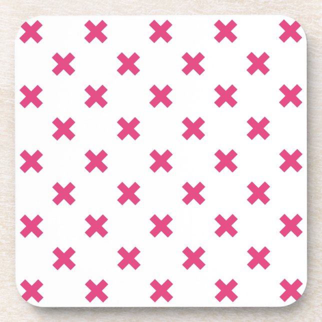 Porta-copo Pontos cruzados de Fuchsia em branco (Frente)