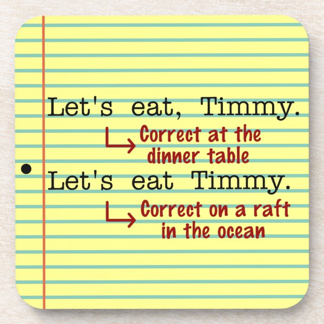 Porta-copo Pontuação Engraçada Grammar (Frente)