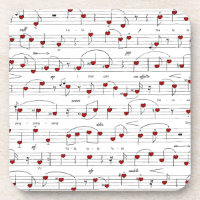 Pontuação Musical Amor Song Corações Vermelhos