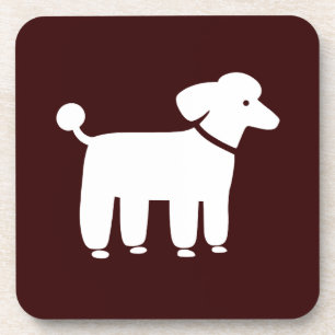 Porta-copo Poodle Branco com Fundo de Cor Personalizada