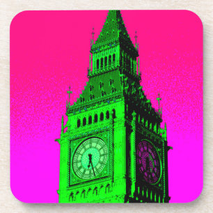 Porta-copo Pop Art Big Ben London Viagem cor-de-rosa verde