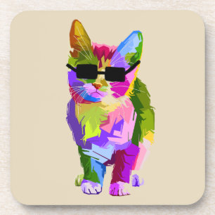 Porta-copo Pop Art legal gatinho arte