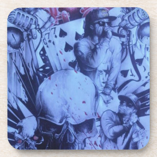 Porta-copo Pop Músicos Impressão de Arte Roxo Azul