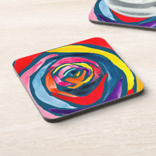 Porta-copo pop rosa de aquarela abstrato