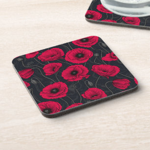 Porta-copo Poppies vermelhos