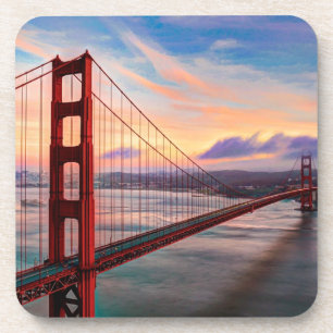 Porta-copo Por do sol bonito do inverno em golden gate bridge
