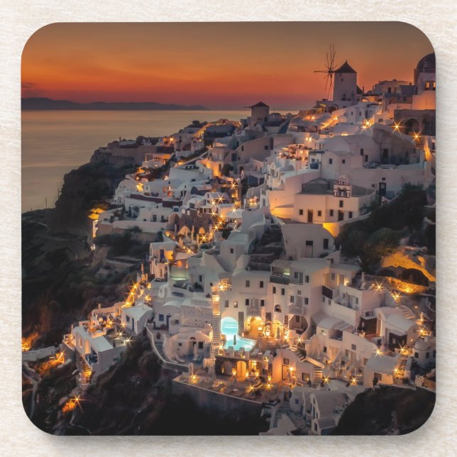Porta-copo Por do sol de Santorini, piscina (Frente)