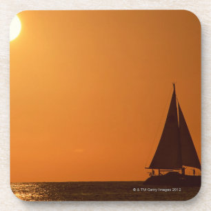Porta-copo Por do sol e iate
