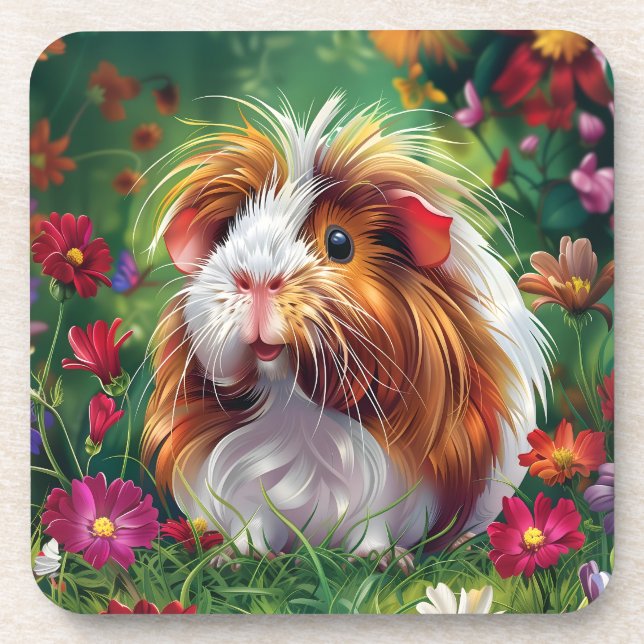 Porta-copo Porco guineense de longa distância entre flores (Frente)